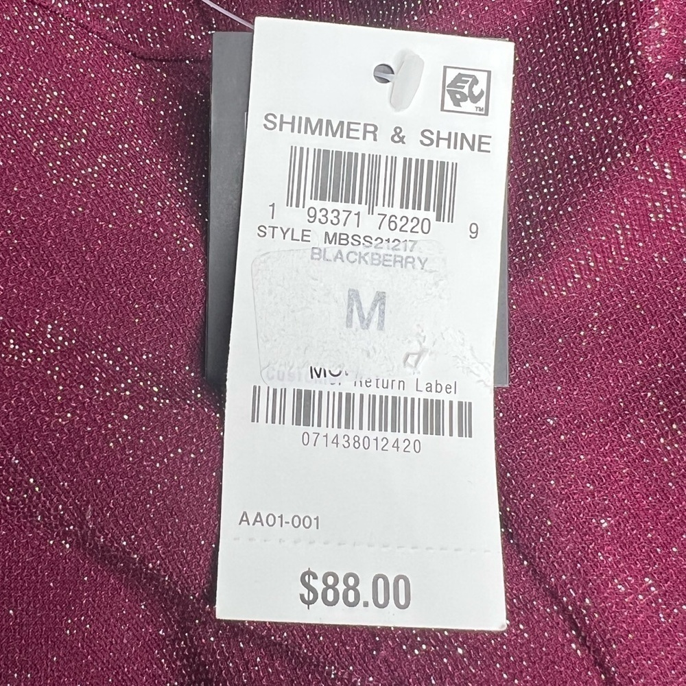 Bar III BLACKBERRY Shimmer Strappy-Leg One-Piece Swimsuit - Picture 11 of 11